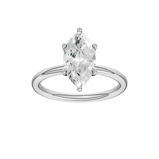 Hidden Halo Plain Shank Engagement Ring (Marquise)