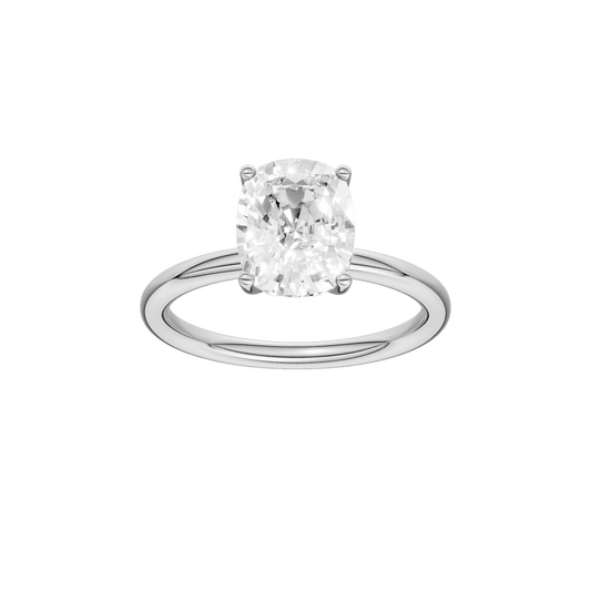 Hidden Halo Plain Shank Engagement Ring(Elongated Cushion)