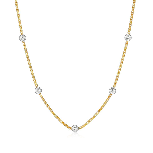 MN0133Y - Two-Tone Station Curb Chain Neck;ace