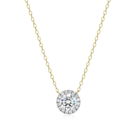 MN0147Y - Halo Stud Necklace
