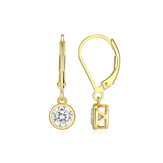 ME0134Y - Bezel Round Leverback Earrings