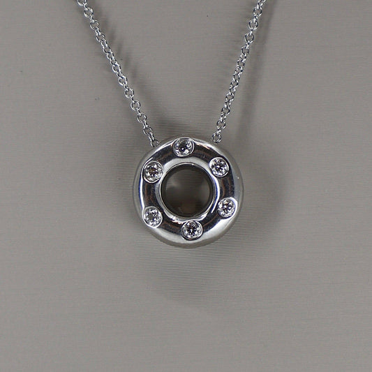 Platinum Tiffany & Co. Circle Pendant with 6 Bead-Set Diamonds OTC11594