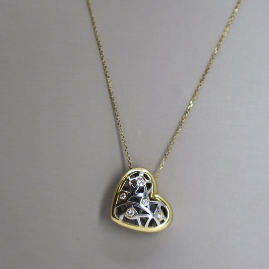 18K Gold / Platinum Heart Pendant with 5 Bezel-Set Diamonds OTC11412