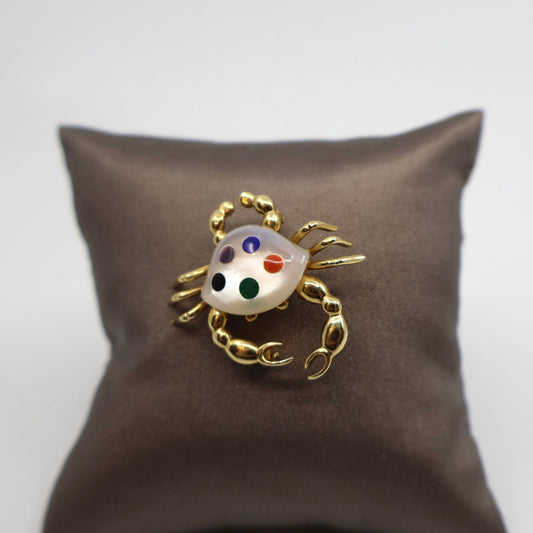 14K Yellow Gold Crab Pin with Mother of Pearl Earrings OTC11213