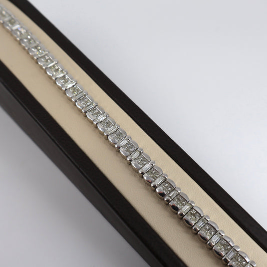18KW 6.20CTW 116 PRINCESS CUT DIAMOND / 3.97CTW 29 BAGGUETTE DIAMOND BRACELET DB9297