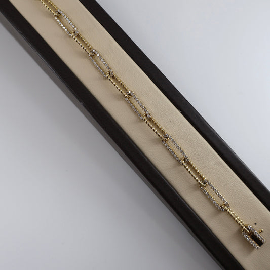 14KY 1.59CTW 170 ROUND DIAMOND PAPERCLIP BRACELET DB8986