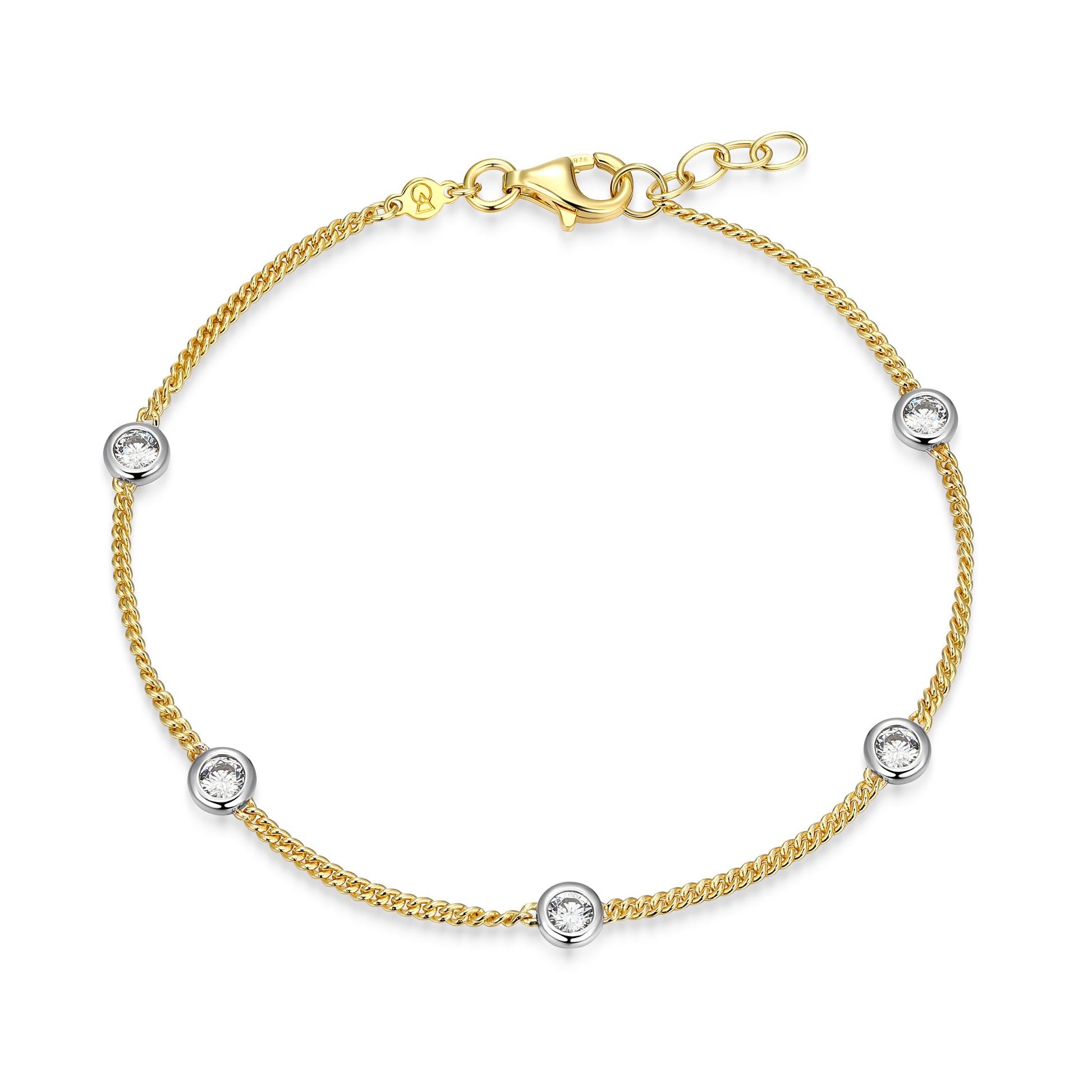 MB0133Y - Two-Tone Station Curb Chain Bracelet