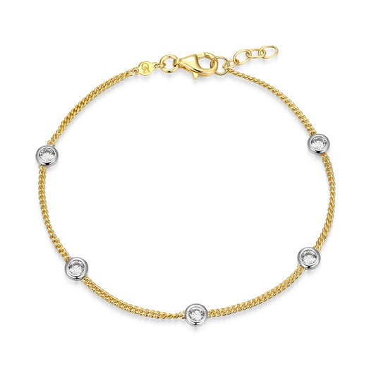 MB0133Y - Two-Tone Station Curb Chain Bracelet