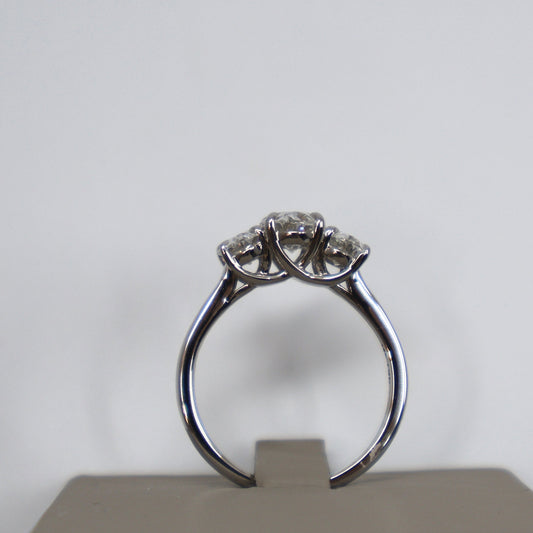 LAB GROWN 14KW 3 STONE OVAL DIAMOND RING 1.04CT F/VS2 CENTER (IGI CERTIFIED) WITH 1.08CTW SIDE DIAMONDS LABDRCD734