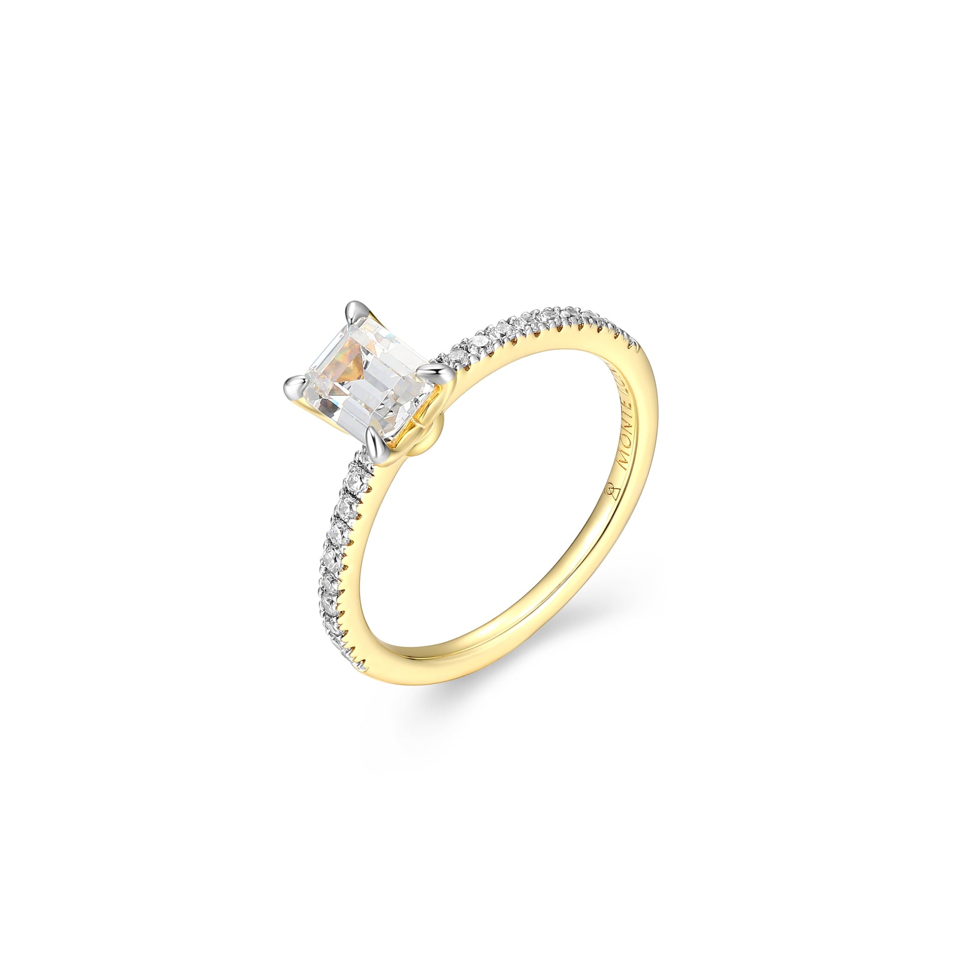 MR0142Y6 - Emerald Solitaire Pavé Ring