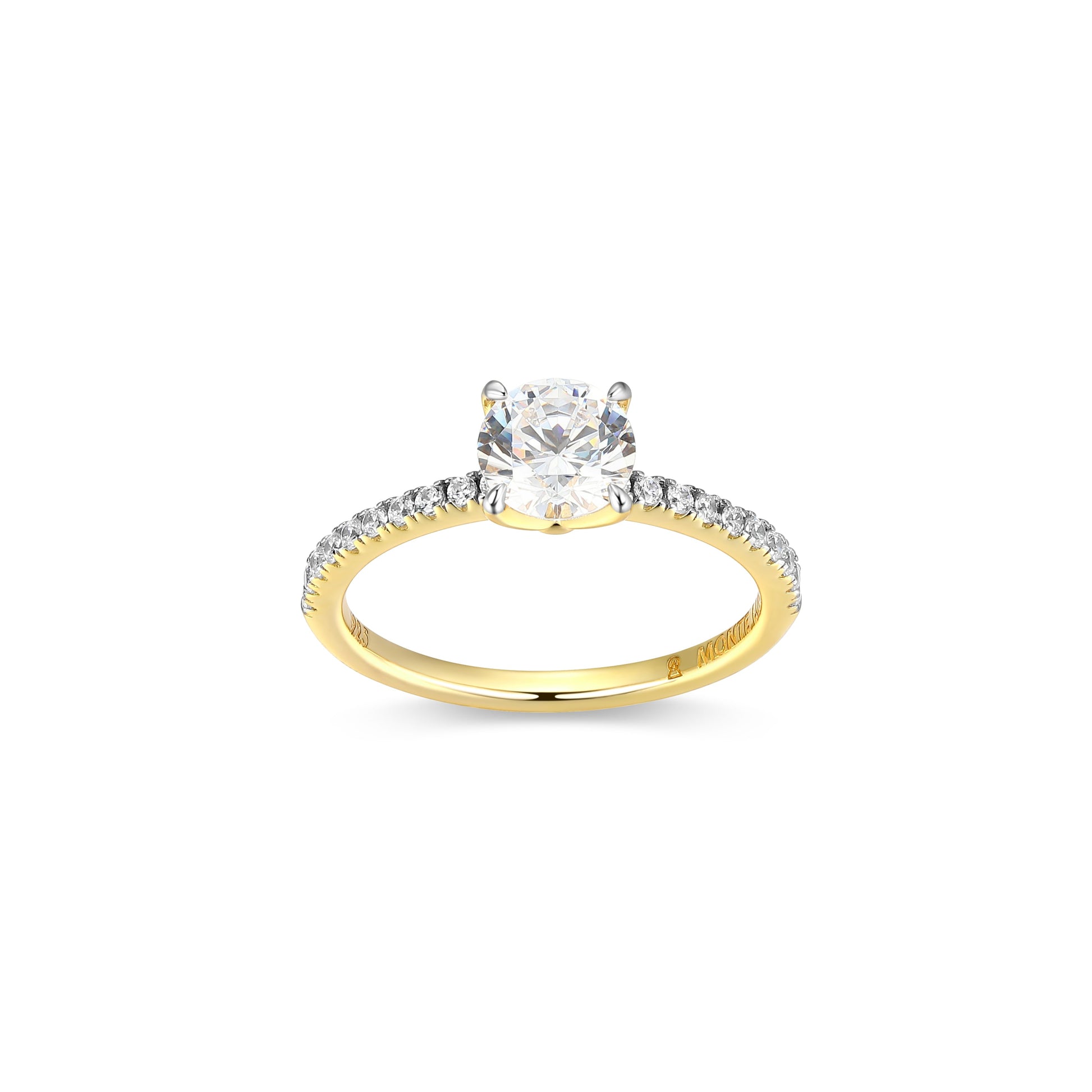 MR0141Y6 - Round Solitaire Pavé Ring