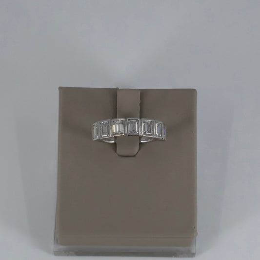 LAB GROWN 14KW 1.65CTW 7 EMERALD CUT DIAMOND BEZEL SET RING LABDRCD811