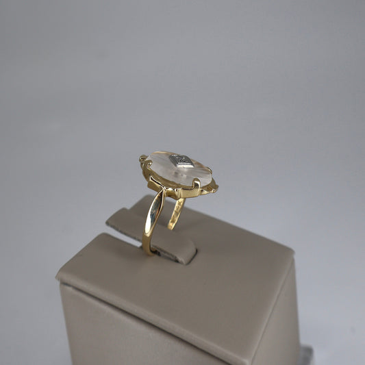 14K Yellow Gold Diamond-Center Sunburst Glass Ring OTC11525