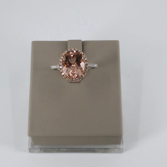 14KTT .31CTW 40 ROUND DIAMOND / 3.48CT MORGANITE RING DRCM4470