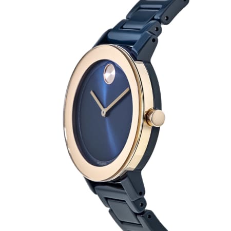 Movado Bold Evolution Gold Tone Bezel Navy Blue Ceramic Women's 3600708