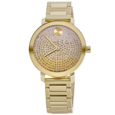 Movado Bold Evolution Yellow Gold-Tone Crystal Pave Dial Women's Watch 3600931