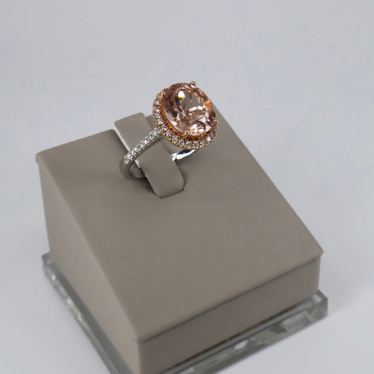 14KTT .31CTW 40 ROUND DIAMOND / 3.48CT MORGANITE RING DRCM4470