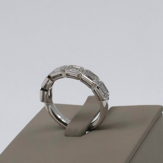 LAB GROWN 14KW 1.52CTW  7 EMERALD CUT BEZEL SET BAND LABDRCD780