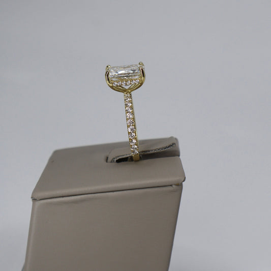 LAB GROWN 18KY HIDDEN HALO DIAMOND RING 4.01CT RADIANT E/VS1 (IGI CERTIFIED) WITH 42 ROUND DIAMOND .62CTW ON SIDES LABDRCD873