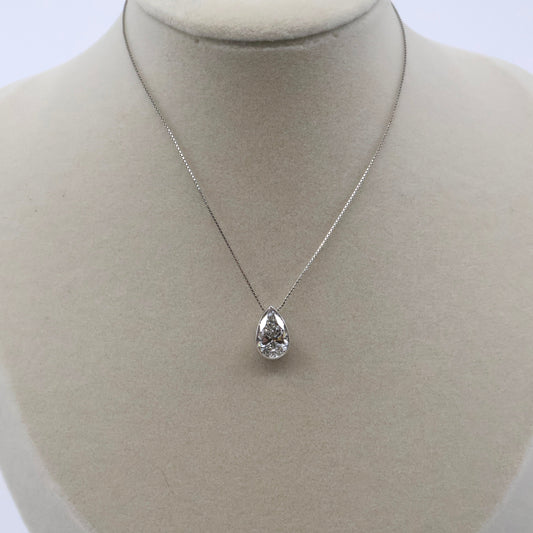 LAB GROWN 14KW 2.00CT F/VS2 PEAR SHAPE DIAMOND BEZEL SET PENDANT LABSPN0350