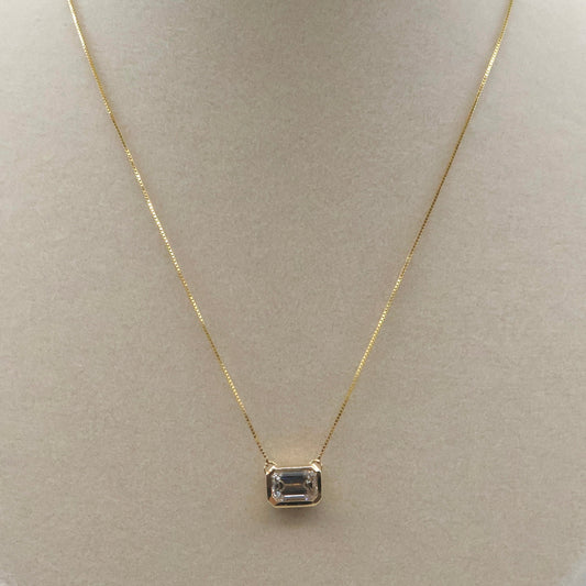 LAB GROWN 14KY 1.09CT EMERALD CUT BEZEL SET SOLITAIRE PENDANT F/VS2 (IGI CERTIFIED) LABSPN0295