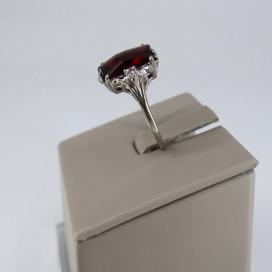 14K White Gold Faceted Garnet Antique Fashion Ring OTC11653