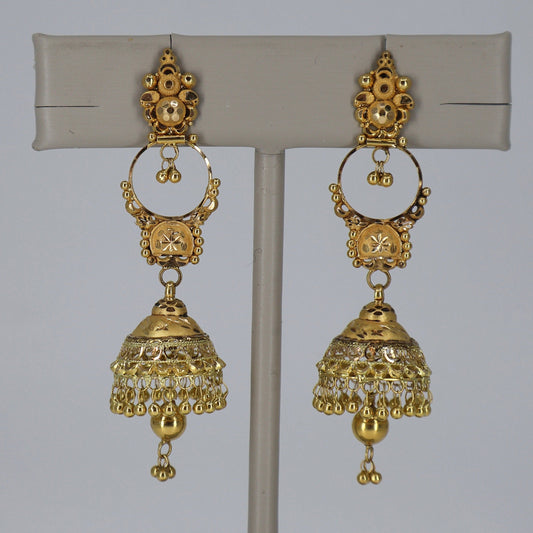 22K Yellow Gold Jhumka-Style Earrings 113