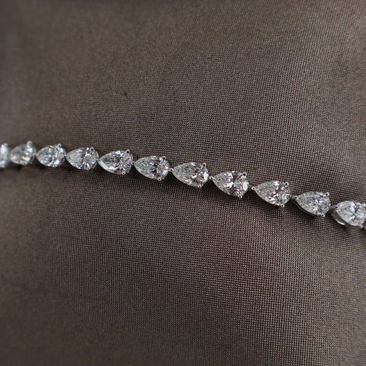 LAB GROWN 14KW 5.00CTW 26 PEAR SHAPE DIAMOND TENNIS BRACELET EF/VS2 LABDB0102