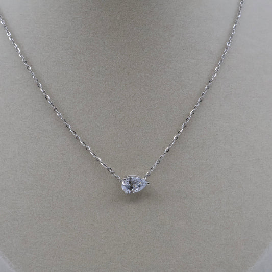 LAB GROWN 14 KW 1.00CT PEAR SHAPE DIAMOND SOLITARE PENDANT SET SIDEWAYS LABSPN0284