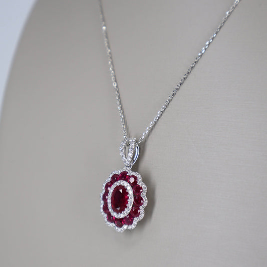 14KW .32CTW 77 ROUND DIAMOND / 2.16CTW RUBY PENDANT DPCR0481