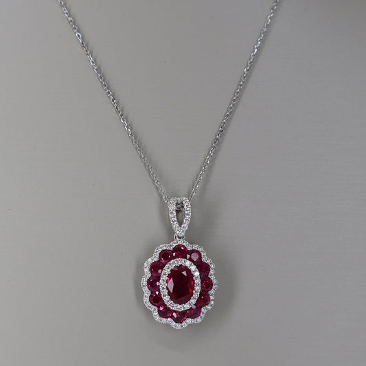 14KW .32CTW 77 ROUND DIAMOND / 2.16CTW RUBY PENDANT DPCR0481