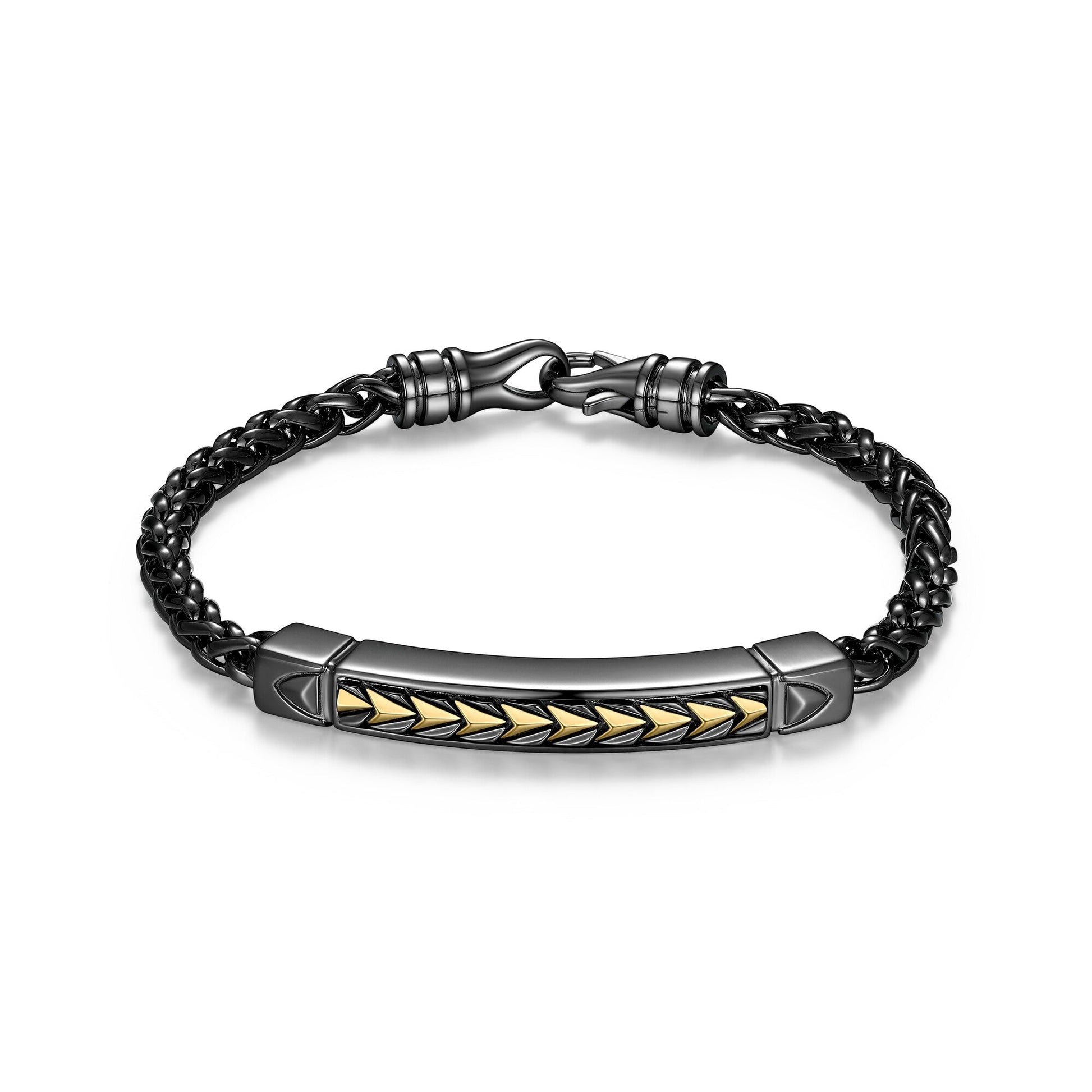 ub05-chevron-gunmetal-and-gold-plated-sterling-silver-station-bracelet