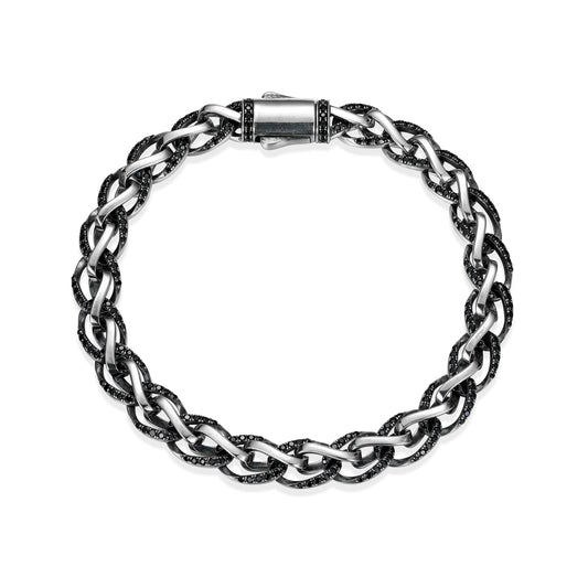 ub0079-links-pave-genuine-black-sapphire-foxtail-chain-bracelet-in-oxidized-rhodium-plated-sterling-silver