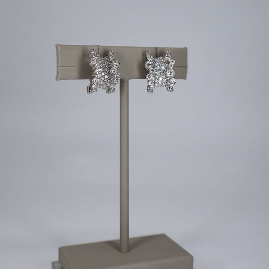 18K White Gold Diamond Bezel-Set Wide Pavé Cluster Earrings OTC11352