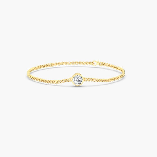 14K Gold Round Bezel Bracelet