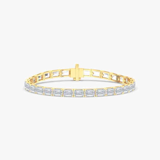 14K Gold East West Emerald Cut Tennis Bracelet