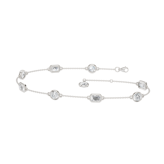Station Bezel-Set Bracelet(Round+Emerald)
