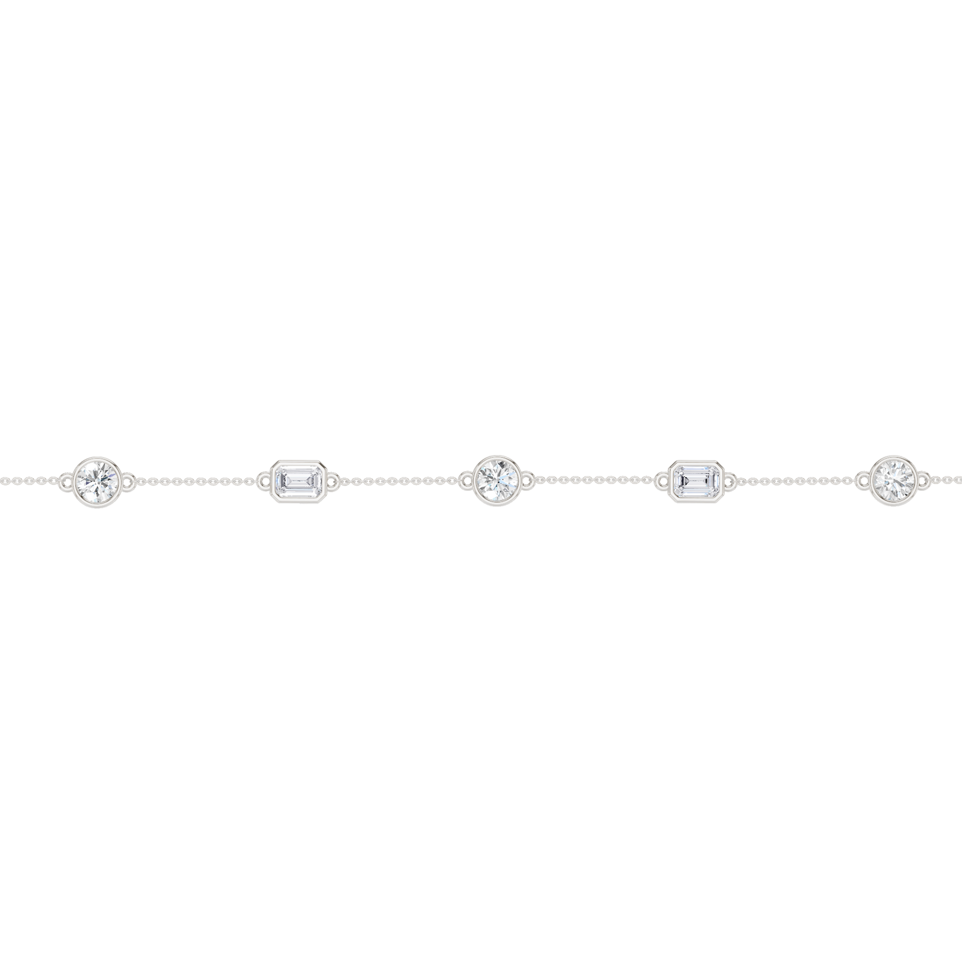 Station Bezel-Set Bracelet(Round+Emerald)