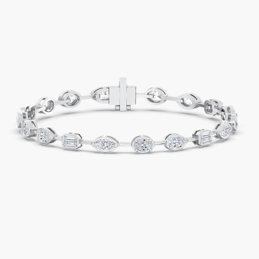 14K Gold Gold Frame Multi Shape Tennis Bracelet