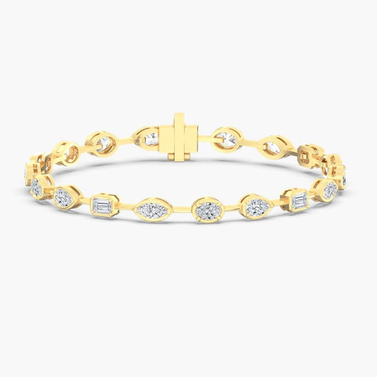 14K Gold Gold Frame Multi Shape Tennis Bracelet