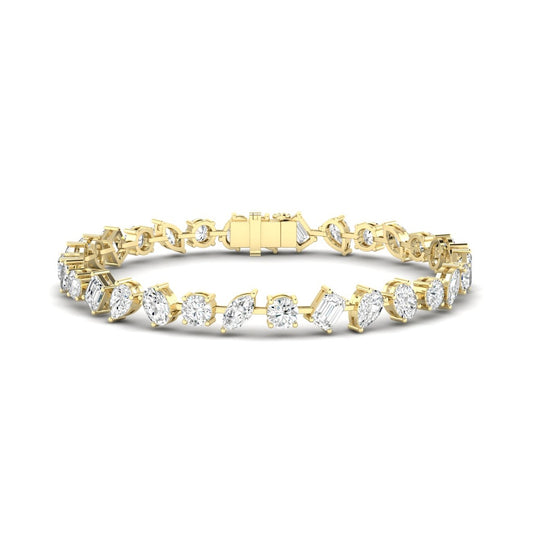 14K Gold Spaced Multi Shape Tennis Bracelet
