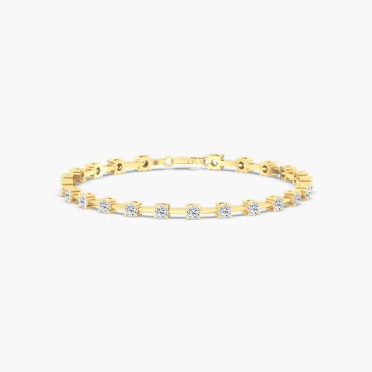 14K Gold F/Vs+ 23 Round Diamond Orbit Tennis Bracelet