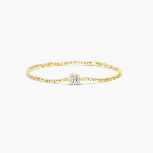 14K Gold Marquise Bezel Bracelet