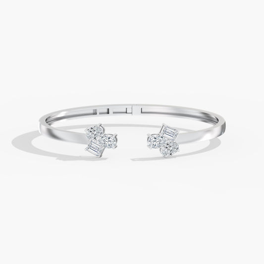14K Gold Multi Shape Cluster Cuff Bracelet