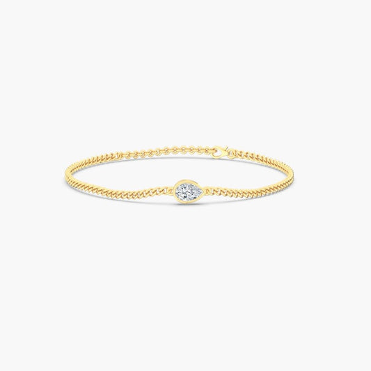 14K Gold Pear Bezel Bracelet