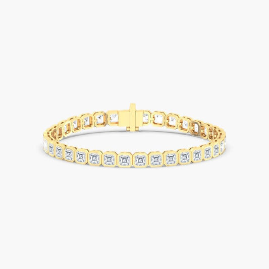 14K Gold Asscher Bezel Tennis Bracelet