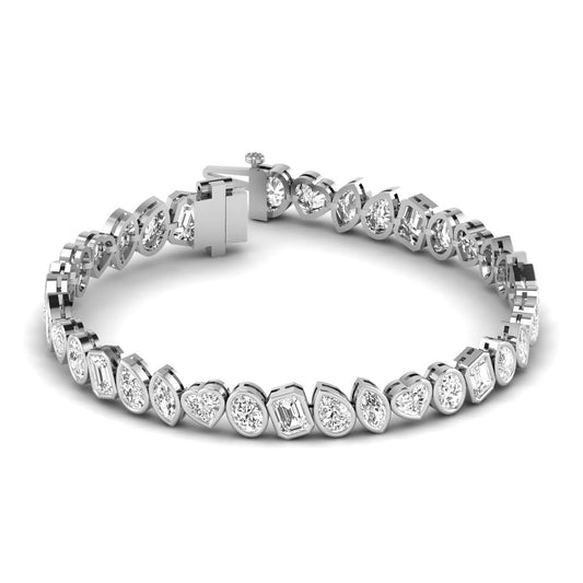 14K Gold Multi Shape Tennis Bezel Bracelet