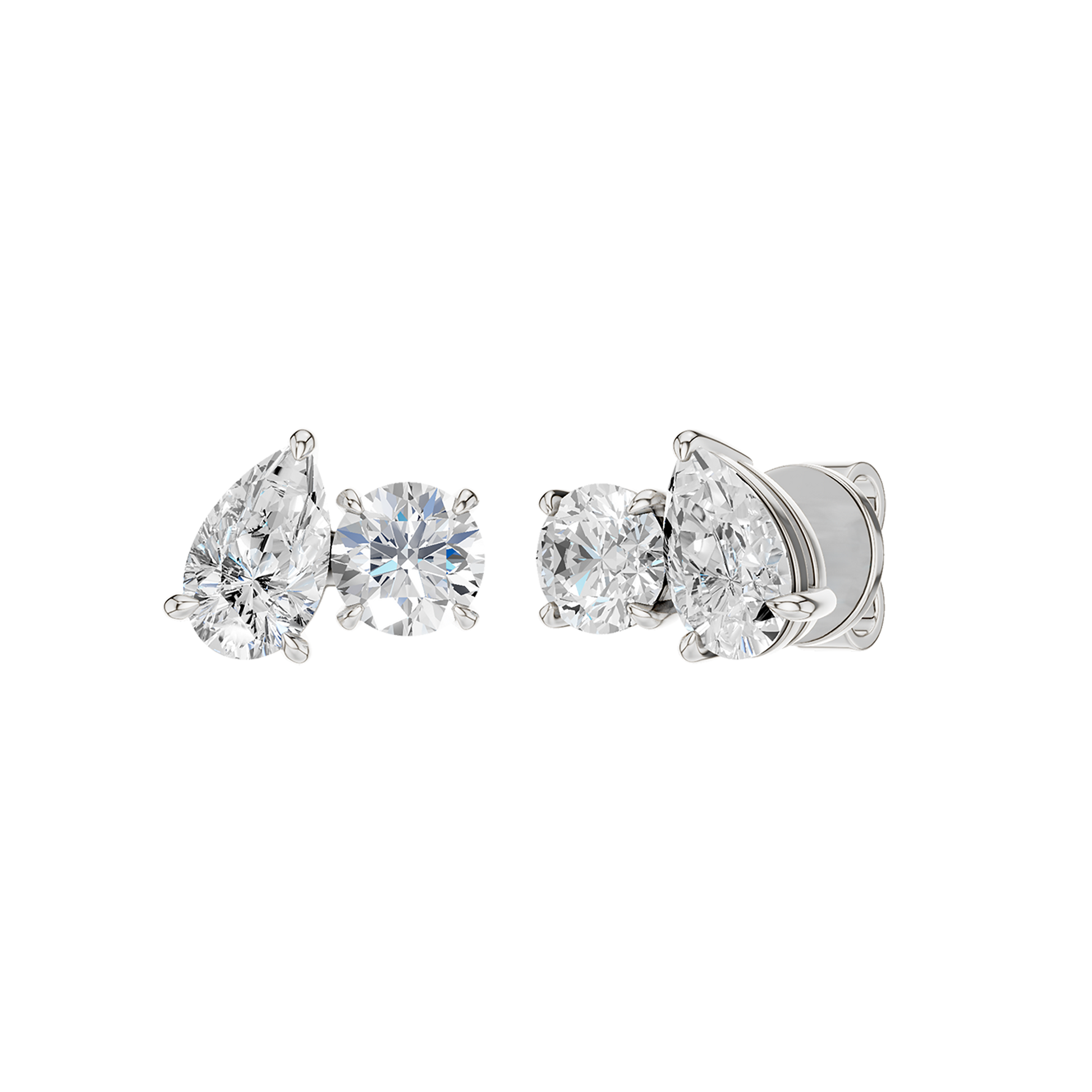 Toi Et Moi Stud Earrings (Round & Pear)