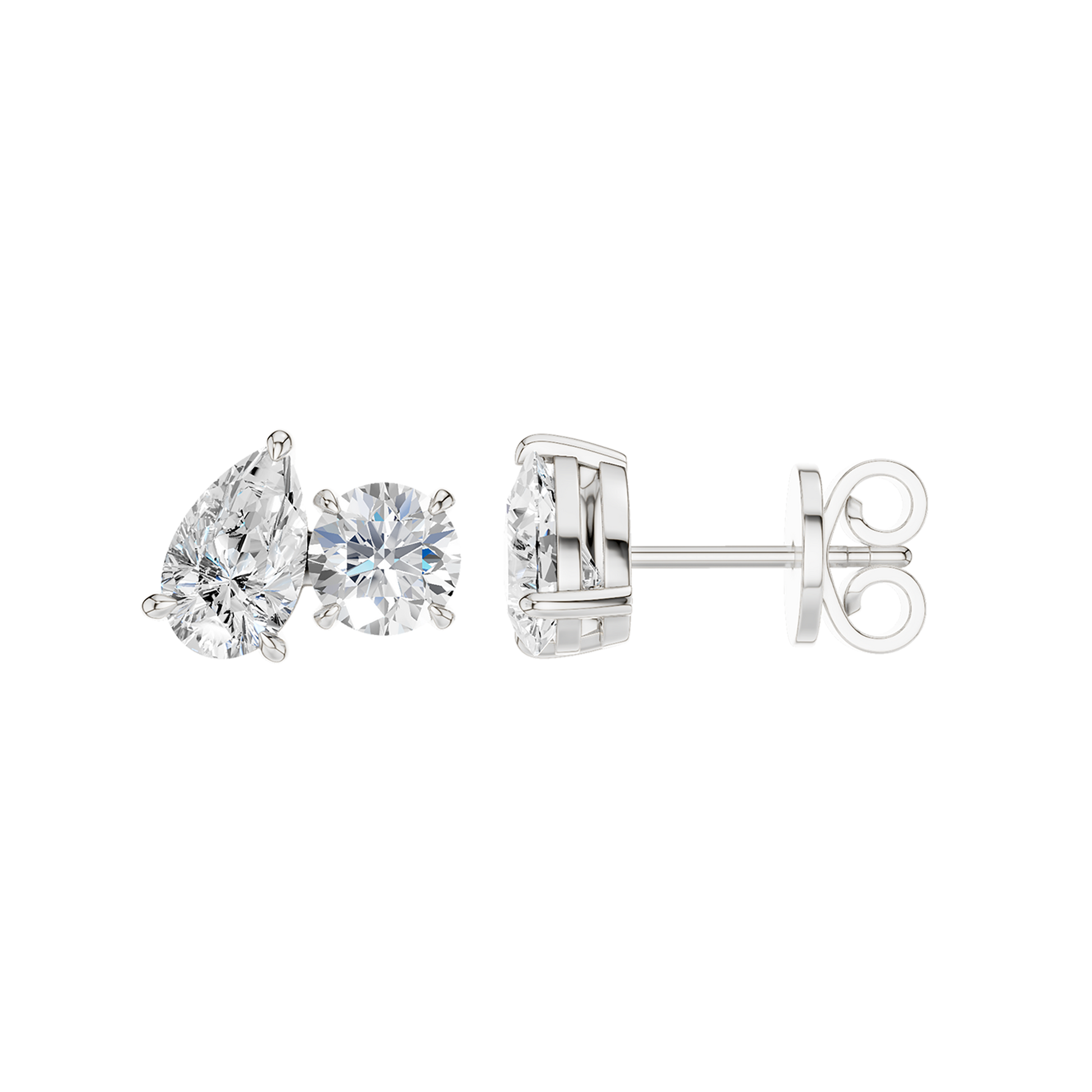Toi Et Moi Stud Earrings (Round & Pear)