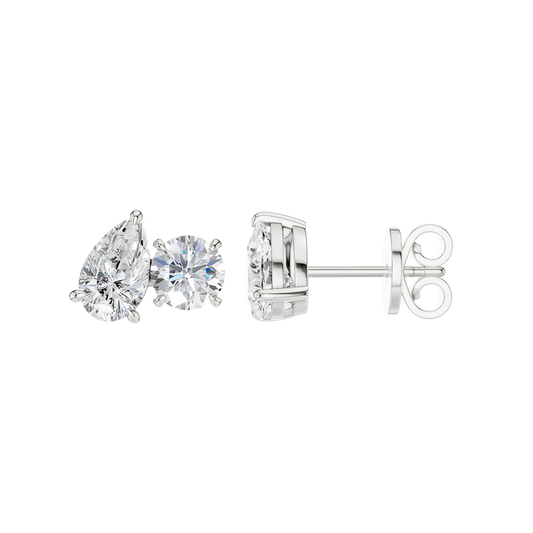 Toi Et Moi Stud Earrings (Round & Pear)